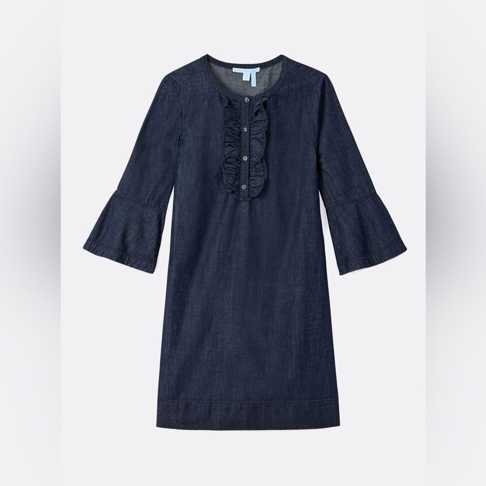 Draper James chambray ruffle shift dress size 4